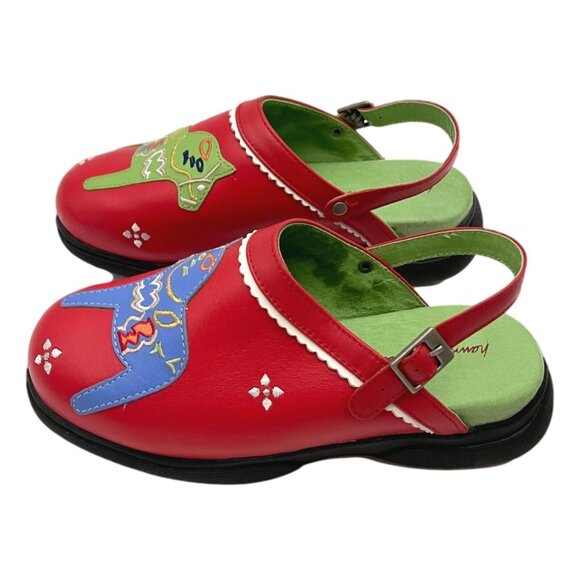 Hannah Anderson Girls Clogs Red Horse Size 36 EU 3.5Y USA Leather - Picture 10 of 10